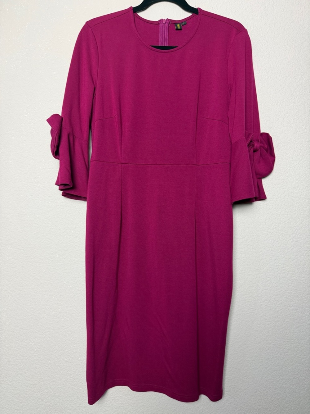 Woosea Pink Sheath Dress with Bell Sleeve with Bows Size Large